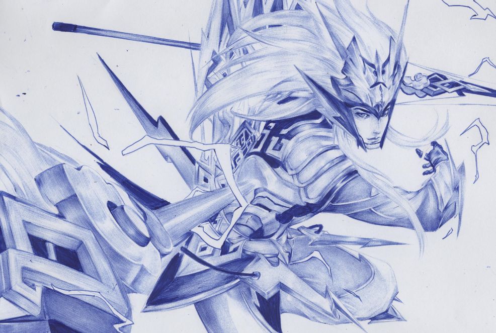 圆珠笔手绘《马超-神威》