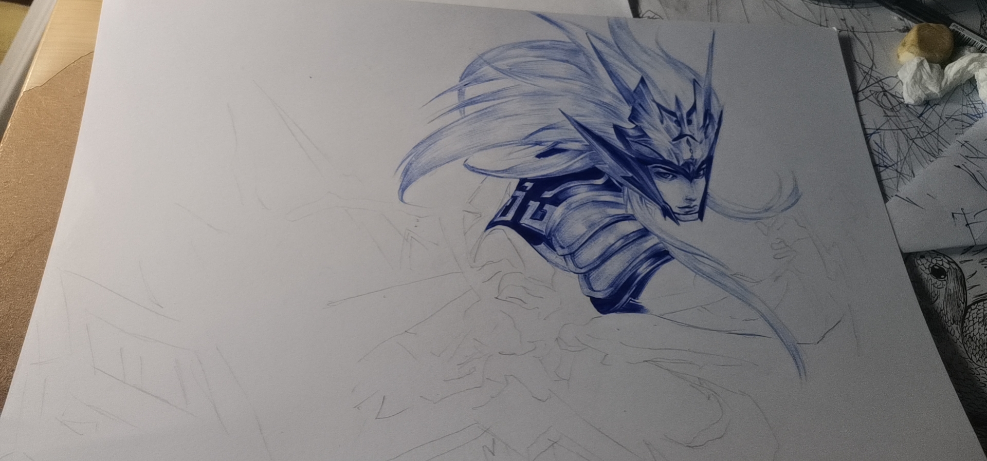 圆珠笔手绘《马超-神威》